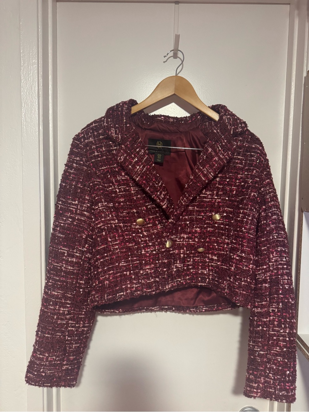 Burgundy Suit Set With Jacket & Skirt!